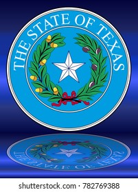 The seal of the United Steas of American state TEXAS with reflection