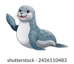 Seal waving hand. Vector cartoon illustration isolated on white background
