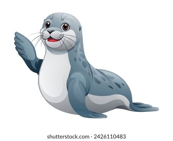 Seal waving hand. Vector cartoon illustration isolated on white background