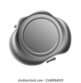 Seal wax 3d. Silver Wax candle stamp. Realistic vector render design elements.