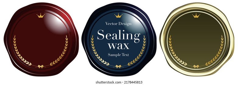 Seal wax emblem red blue golden vector illustration