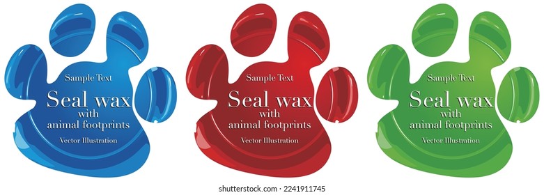 Seal wax emblem in the shape of animal footprints vector illustration