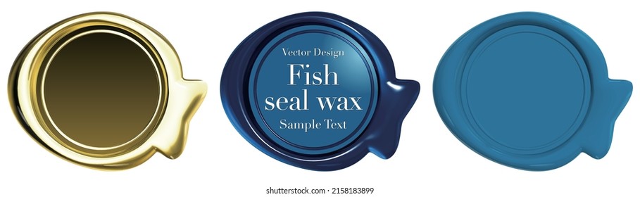 
Seal wax emblem in the shape of a fish Vector illustration