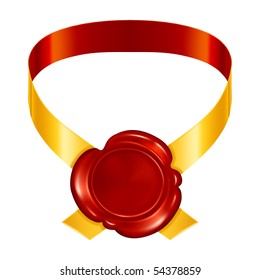 Seal wax with ribbons, vector