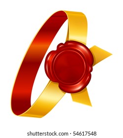 Seal wax with ribbons, vector
