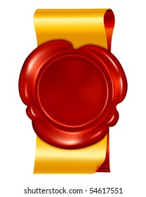 Seal wax with ribbons, vector