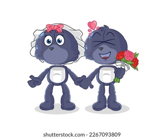 la caricatura de la boda de sellos. vector de mascota de dibujos animados