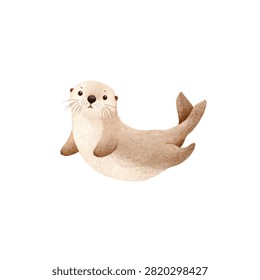 Seal with whiskers looking up curiously