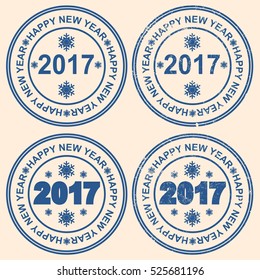 Seal with the words new year. 2017. The inscription Happy New Year.