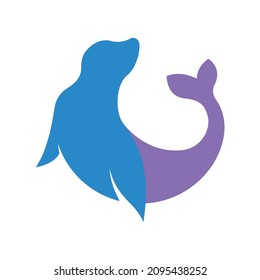 Seal zoo animal abstract vector logo or icon template, sign or symbol.