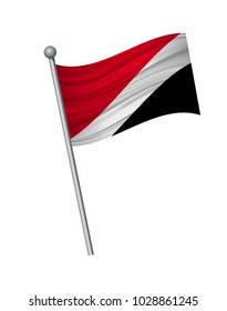 Sealand Principality flag on the flagpole. Official colors and proportion correctly. waving of Sealand Principality flag on flagpole, vector illustration isolate on white background.