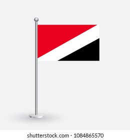 Sealand Principality flag on the flagpole. Official colors and proportion correctly. waving of Sealand Principality flag on flagpole, vector illustration isolate on white background.