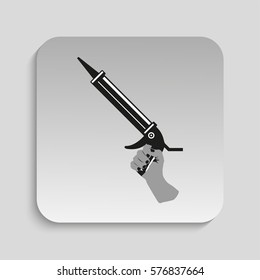 Sealant gun in his hand. Vector icon.