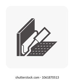 Sealants in construction work vector icon. That substance used to caulking and prevent fluids through the joints, opening or gap between skirting board or baseboard ,floor finish material and wall.