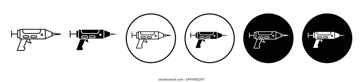 Sealants gun thin line vector icon set.