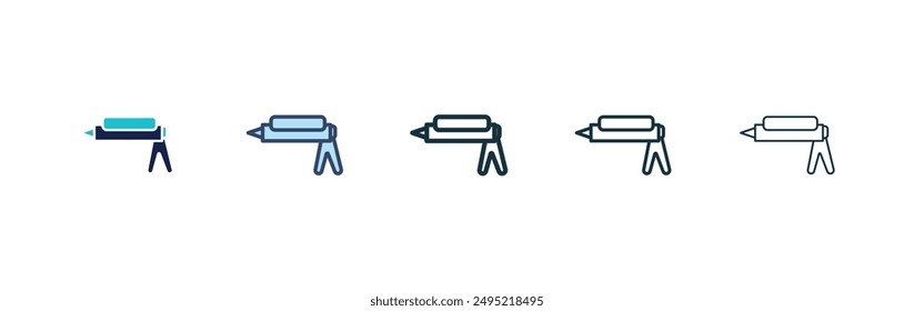 Sealants gun vector icon set black filled and outlined style.