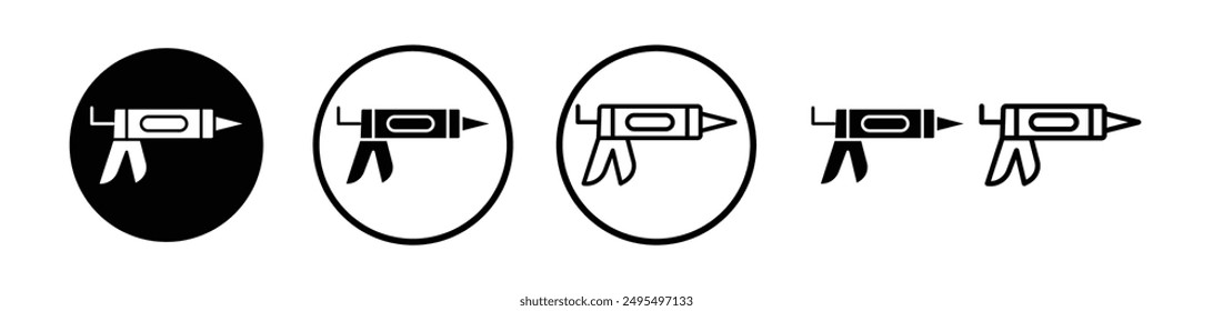 Sealants gun vector icon set in black and white color.