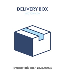 Sealed Box Flat Isometric Icon. Vector Illustration Of A Closed Delivery Box Sealed With Tape. Postal Service Box, Parcel Package, Delivery Service Icon