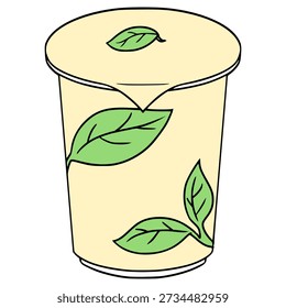 sealed cup tea illustration hand drawn isolated vector