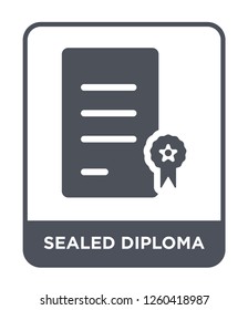 sealed diploma icon vector on white background, sealed diploma trendy filled icons from Education collection, sealed diploma simple element illustration