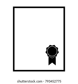 Sealed Document Icon. Blank Official Document Such As Certificate, Diploma Or Ownership Title With Classical Seal. Vector Illustration 