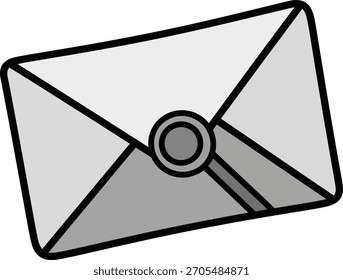 Envelope lacrado com um selo de cera cinza é centrado em um fundo preto que representa a comunicação segura e a entrega de documentos importantes ou mensagens privadas.