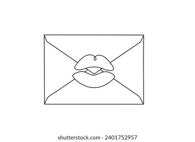 Sealed envelope with a kiss. Romantic message. Valentine's Day. Vector illustration. Images produced without the use of any form of AI software at any stage.