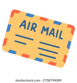 Envelope carta lacrado correio aéreo mensagem post cor plana vetor ilustração modelo design