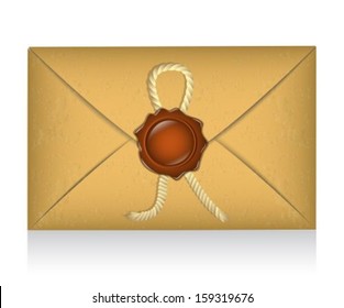 sealed envelope with sealing wax and rope