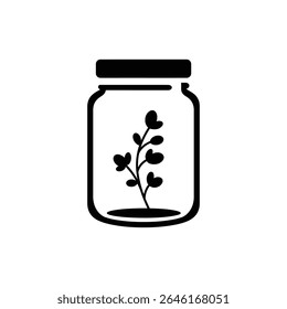 Sealed jar with plant silhouette representing eco preservation
