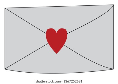 A sealed love letter vector or color illustration