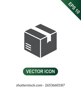 Caja sellada del paquete con el icono de la cinta