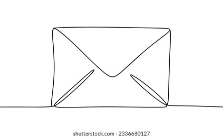 Sealed postal envelope. World Letter Writing Day. One line drawing for different uses. Vector illustration.