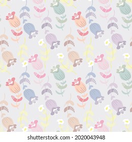 Sealess nature pattern with cute chaotic flowers for print, textile and other your creative ideas