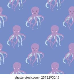 Sealife Cute Animals Vector Seamless Pattern