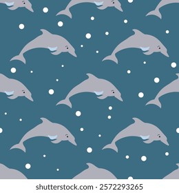 Sealife Cute Animals Vector Seamless Pattern