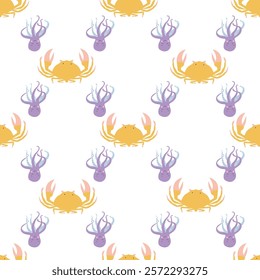 Sealife Cute Animals Vector Seamless Pattern