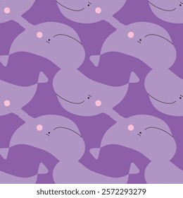 Sealife Cute Animals Vector Seamless Pattern