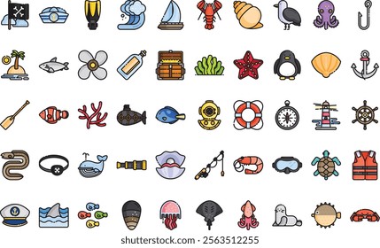 Sealife icons High-Quality Vector Icons Collection with Editable Stroke. Ideal for Professional and Creative Projects.