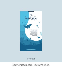 The Sealife Story Banner Vector Design