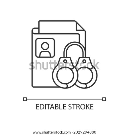 Sealing criminal records linear icon. Sensitive personal data. Criminal background check. Thin line customizable illustration. Contour symbol. Vector isolated outline drawing. Editable stroke