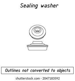 sealing washer fastener outline blueprint