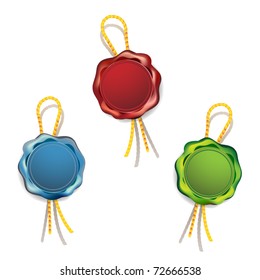 Sealing wax, blank seals of different colors isolated on white