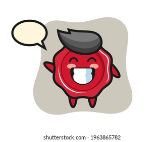 Sealing wax cartoon character doing wave hand gesture, cute style design for t shirt, sticker, logo element