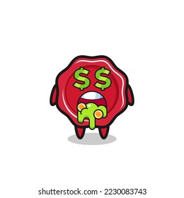 sealing wax character with an expression of crazy about money , cute style design for t shirt, sticker, logo element
