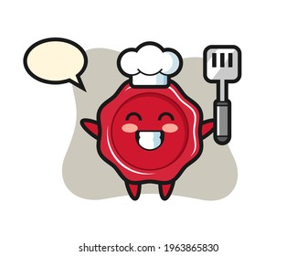 Sealing wax character illustration as a chef is cooking, cute style design for t shirt, sticker, logo element