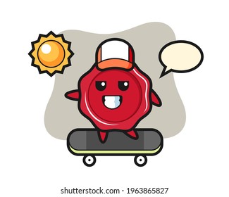 Sealing wax character illustration ride a skateboard, cute style design for t shirt, sticker, logo element