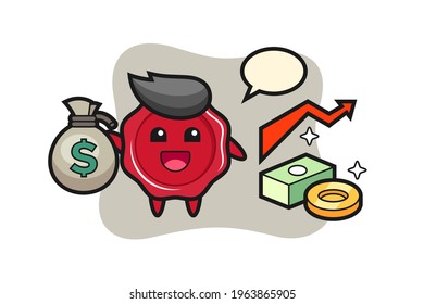 Sealing wax illustration cartoon holding money sack, cute style design for t shirt, sticker, logo element