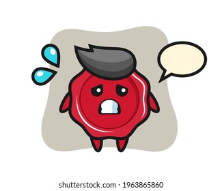 Sealing wax mascot character with afraid gesture, cute style design for t shirt, sticker, logo element