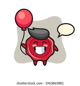 Sealing wax mascot illustration is playing balloon, cute style design for t shirt, sticker, logo element